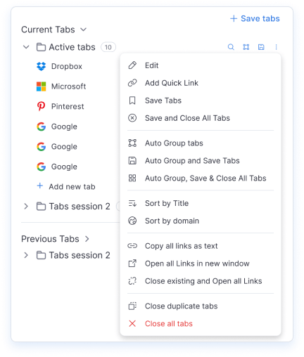 Tabs manager | Curateit